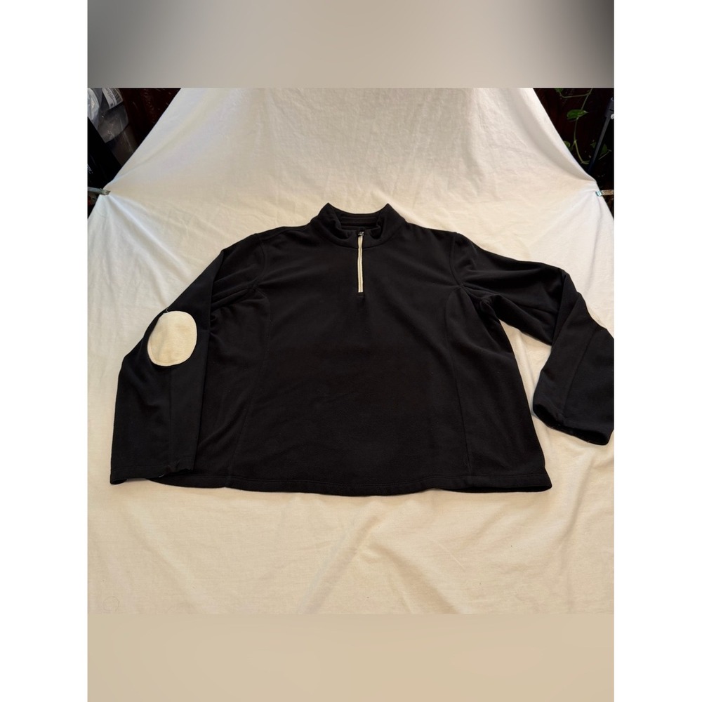 Lands' End Women's Black Quarter-Zip Fleece with Contrast Elbow Patch